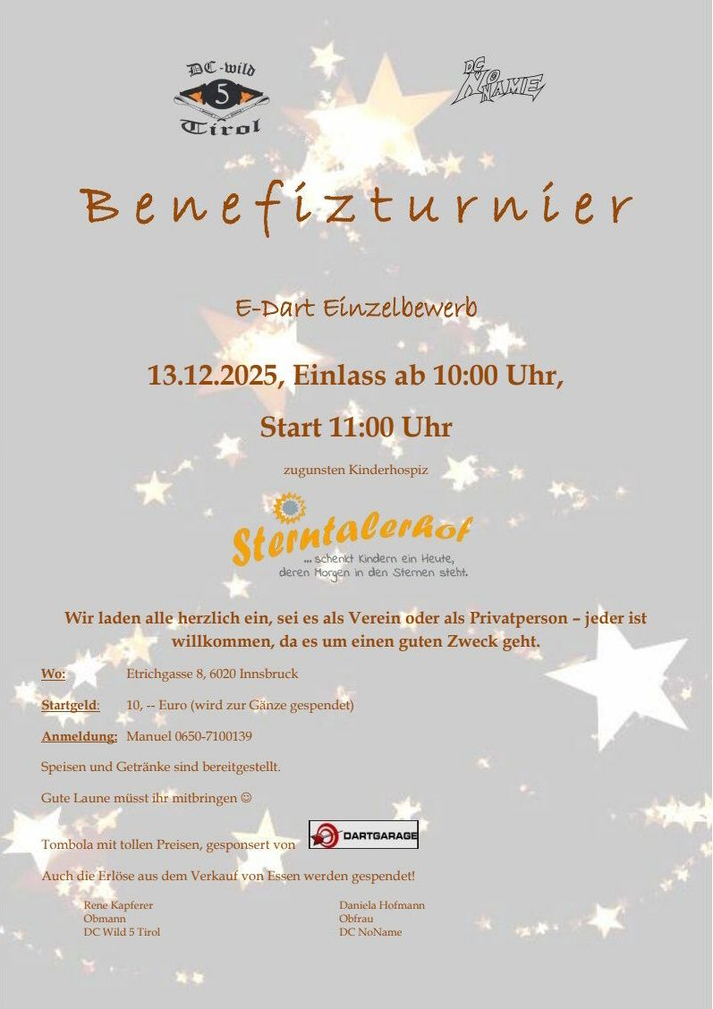 Benefiz Dart Turnier vom Dartverein DC Wild 5 Tirol