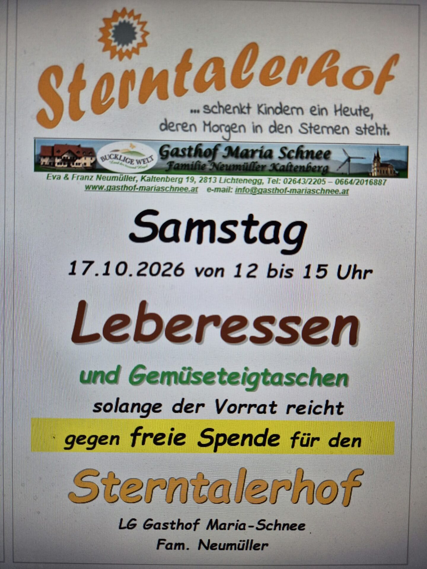 Leberessen und Gemüseteigtaschen